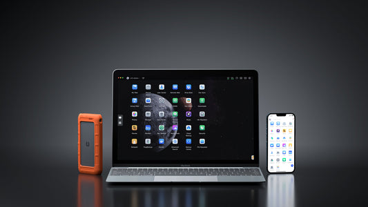 UnifyDrive UT2 new features showcased on laptop and mobile app interface