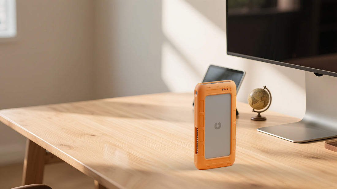 UnifyDrive UT2 portable NAS on a desk for home office data backup