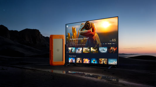 UnifyDrive UT2 portable NAS with 4K media library on smart TV